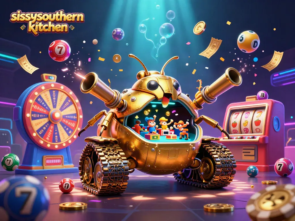 Experience the vibrant world of sissyssouthernkitchen with colorful gambling elements and a lively casino atmosphere.